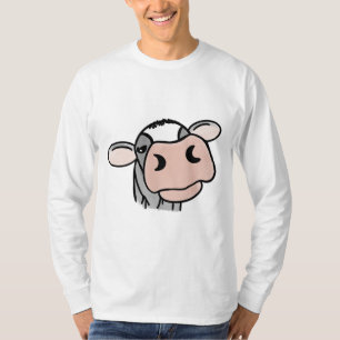 Camiseta vaca de dibujos animados negro blanco rosa beso gr
