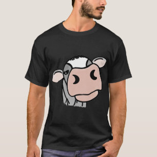 Camiseta vaca de dibujos animados negro blanco rosa beso gr