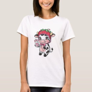 Camiseta Vaca de fresa Kawaii Anime Fresa Leche _2
