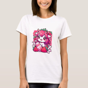 Camiseta Vaca de fresa Kawaii Anime Fresa Leche _2_1