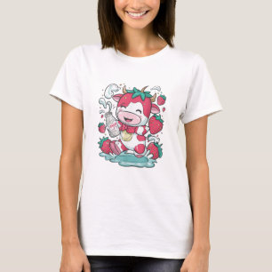 Camiseta Vaca de fresa Kawaii Anime Fresa Leche _4