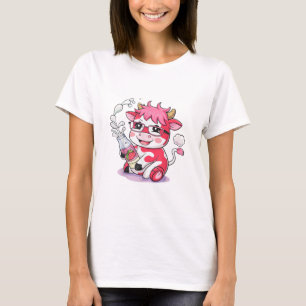 Camiseta Vaca de fresa Kawaii Anime Fresa Leche _5