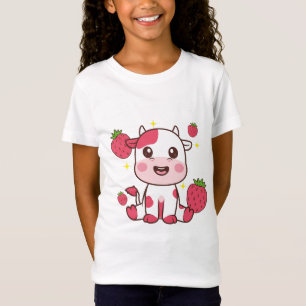 Camiseta Vaca de fresa, vaca dulce, Mascota de vaca rosa