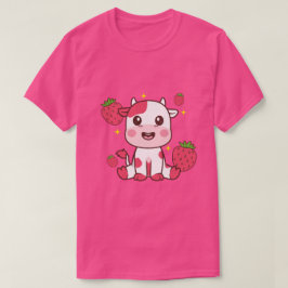 Camiseta Vaca de fresa, vaca dulce, Mascota de vaca rosa