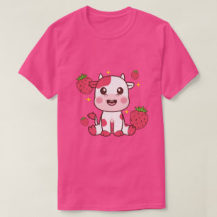 Camiseta Vaca de fresa, vaca dulce, Mascota de vaca rosa