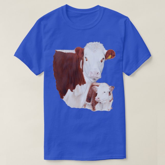 Camiseta Vaca de Hereford con pintura de ternera (Diseño del anverso)