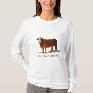 Camiseta Vaca de Hereford: Un Momma duro: El día de madre