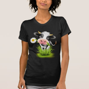 Camiseta Vaca de Holstein en hierba