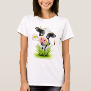 Camiseta Vaca de Holstein en hierba
