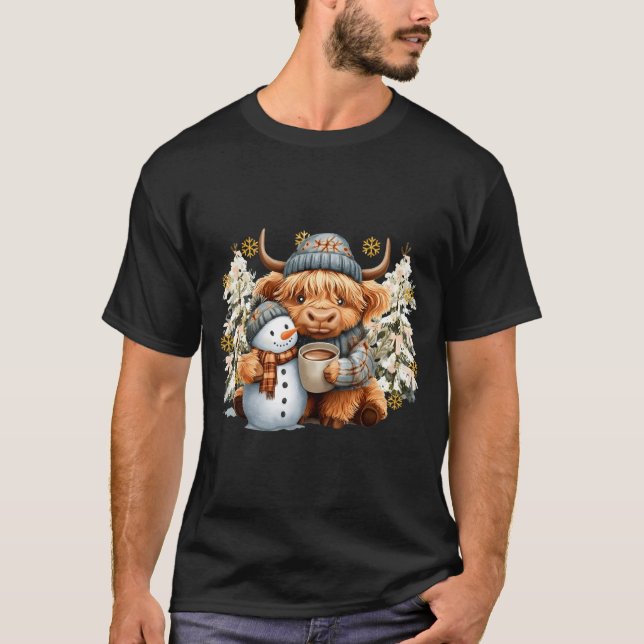 Camiseta Vaca de las Tierras Altas Adorable con Hombre de N (Anverso)
