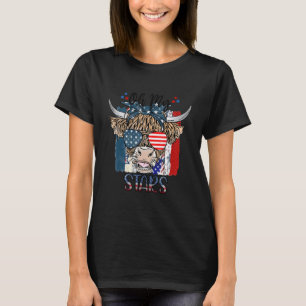 Camiseta Vaca de las Tierras Altas Bandera Americana 4 de J