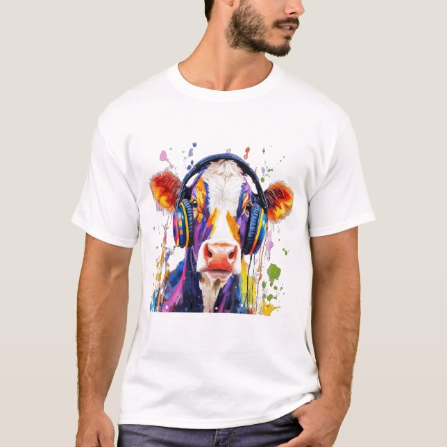 Camiseta Vaca de las Tierras Altas Colorida (Anverso)