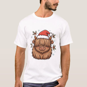 Camiseta Vaca de las Tierras Altas con sombrero de Santa ar