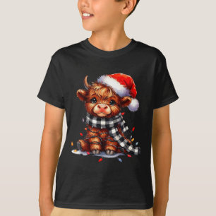 Camiseta Vaca de las Tierras Altas de Navidad Sombrero de S