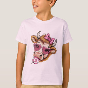 Camiseta Vaca de las Tierras Altas de San Valentín Coqueta 