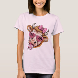 Camiseta Vaca de las Tierras Altas de San Valentín Coqueta