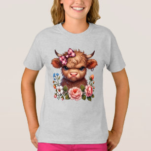 Camiseta Vaca de las Tierras Altas divertida y gruñona Flor