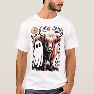 Camiseta Vaca de las Tierras Altas Fantasma Halloween Rústi