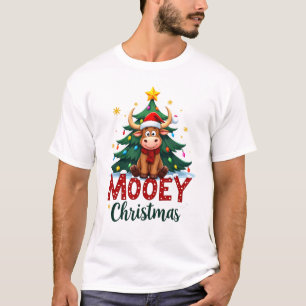 Camiseta Vaca de las Tierras Altas Gorro de Santa Mooey Árb