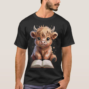Camiseta Vaca de las Tierras Altas leyendo libro bibliófilo