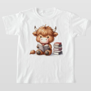 Camiseta Vaca de las Tierras Altas leyendo libros