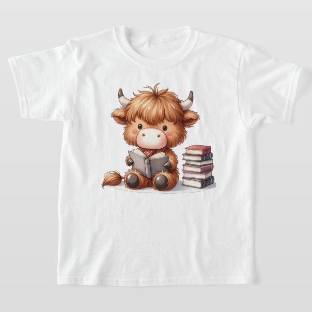 Camiseta Vaca de las Tierras Altas leyendo libros (Distribución)