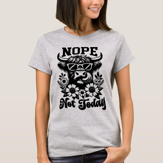 Camiseta Vaca de las Tierras Altas No Hoy Día (Anverso)