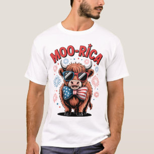 Camiseta Vaca de las Tierras Altas Patriótica Moo-rrica 4 d