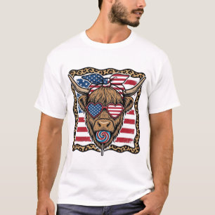 Camiseta Vaca de las Tierras Altas Patrióticas Gráfica de B