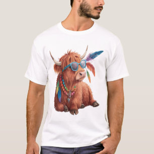 Camiseta Vaca de las Tierras Altas Png, Vaca Fría Png, Gafa