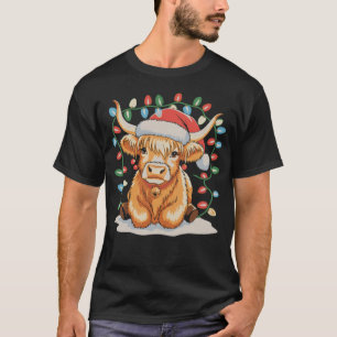 Camiseta Vaca de las Tierras Altas Santa Navidad Xmas Fiest