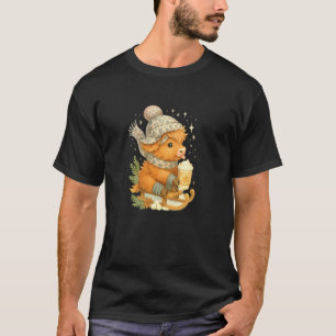 Camiseta Vaca de las Tierras Altas Trineo de Invierno y Cac