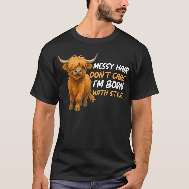 Camiseta vaca de las tierras altas, vaca escocesa, escocia, (Anverso)