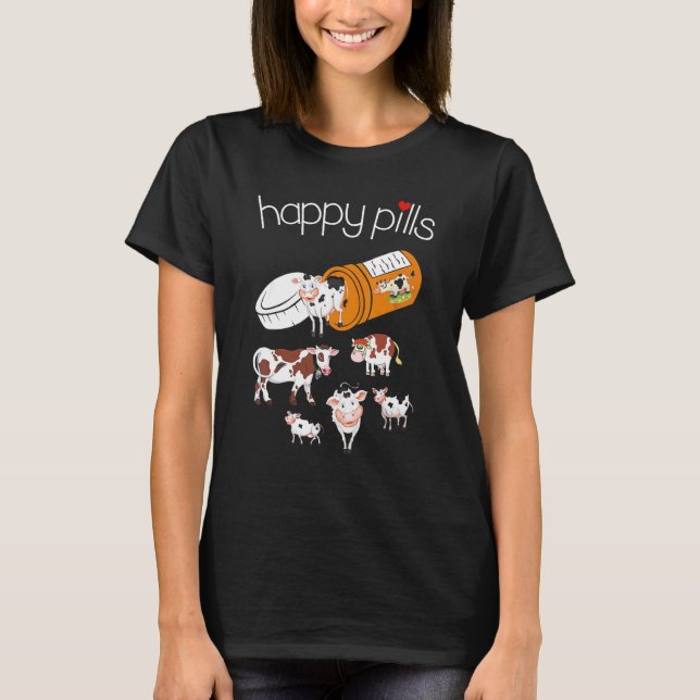 Camiseta Vaca de pastillas felices (Anverso)