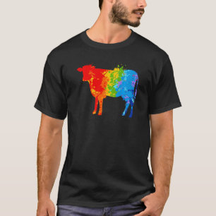 Camiseta Vaca de pintura de pinturas de goteo de vaca de pi