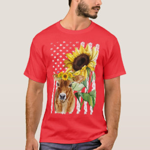 Camiseta Vaca de vaca de vaca de bandera estadounidense com