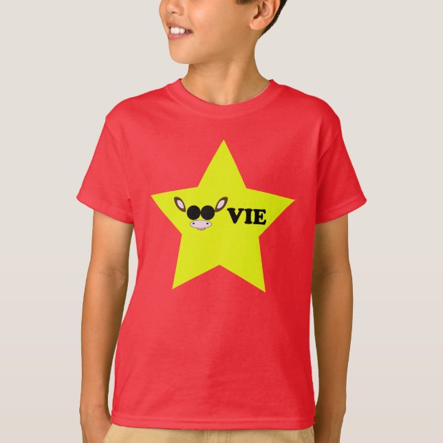 Camiseta Vaca del amarillo de la estrella de cine temática (Anverso)