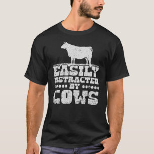 Camiseta Vaca Distrada Fácilmente Por Vacas Hombres Granja 
