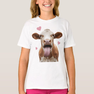 Camiseta Vaca Divertida con la Lengua Fuera – Amor por Anim