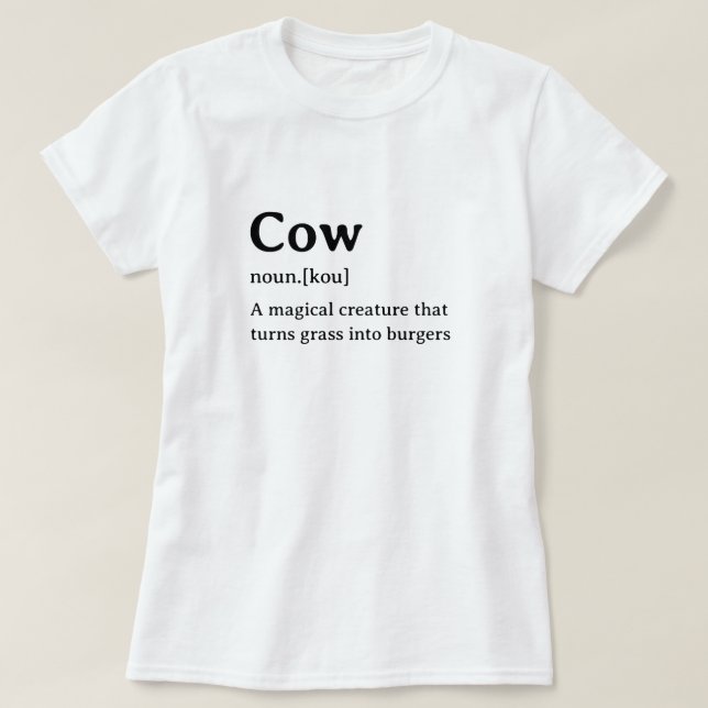 Camiseta Vaca divertida de definición de diccionario (Diseño del anverso)
