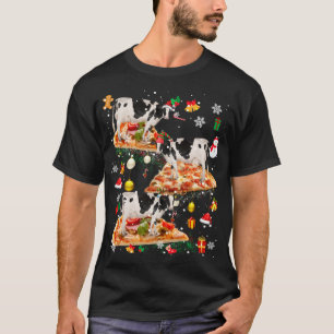 Camiseta Vaca Elf de Santa Reindeer Montando Pizza Xmas Gal