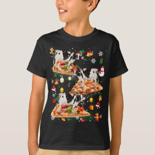 Camiseta Vaca Elf de Santa Reindeer Montando Pizza Xmas Gal