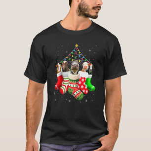 Camiseta Vaca En Calcetines Pijama De Navidad Luces De Niev
