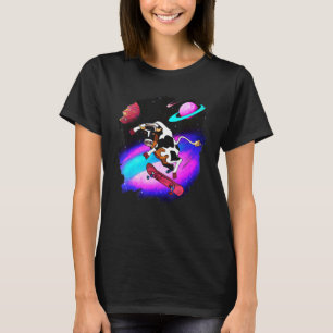 Camiseta Vaca en monopatín en el espacio exterior retro vin