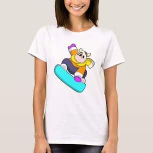 Camiseta Vaca en Snowboard con Snowboard