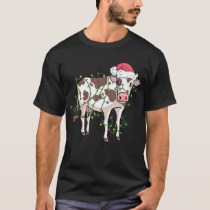 Camiseta Vaca Enredada En Luces De Navidad Santa