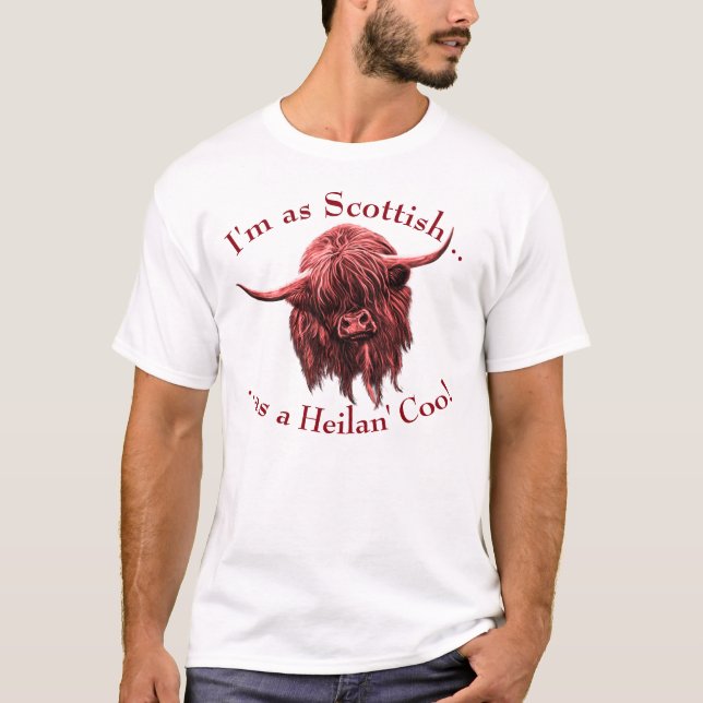 Camiseta Vaca escocesa de la montaña. Coo de Heilan (Anverso)