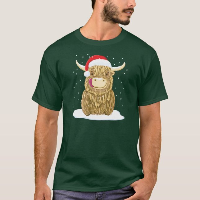 Camiseta Vaca escocesa de la montaña en la nieve del (Anverso)