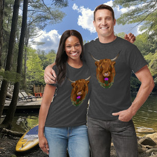 Camiseta Vaca Escocesa de las Tierras Altas Cardo Celta Púr