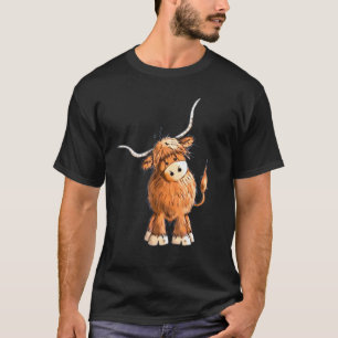 Camiseta Vaca escocesa peluda para mujeres hombres niños